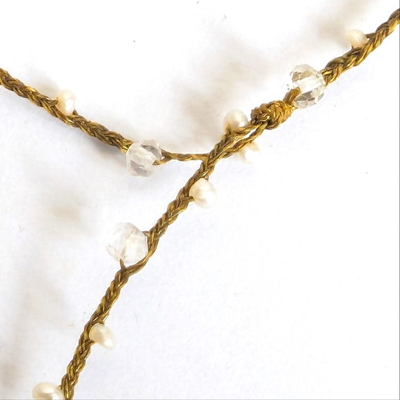 bo j.c. Artisan Semi Precious Crystal Quartz & Mini Pearls Intricate Handwire - Picture 6 of 16